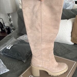 Women's Beige Knee-High Boots